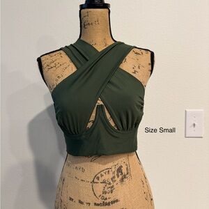 SHEIN Elegant Green Women's Cross-Front Top